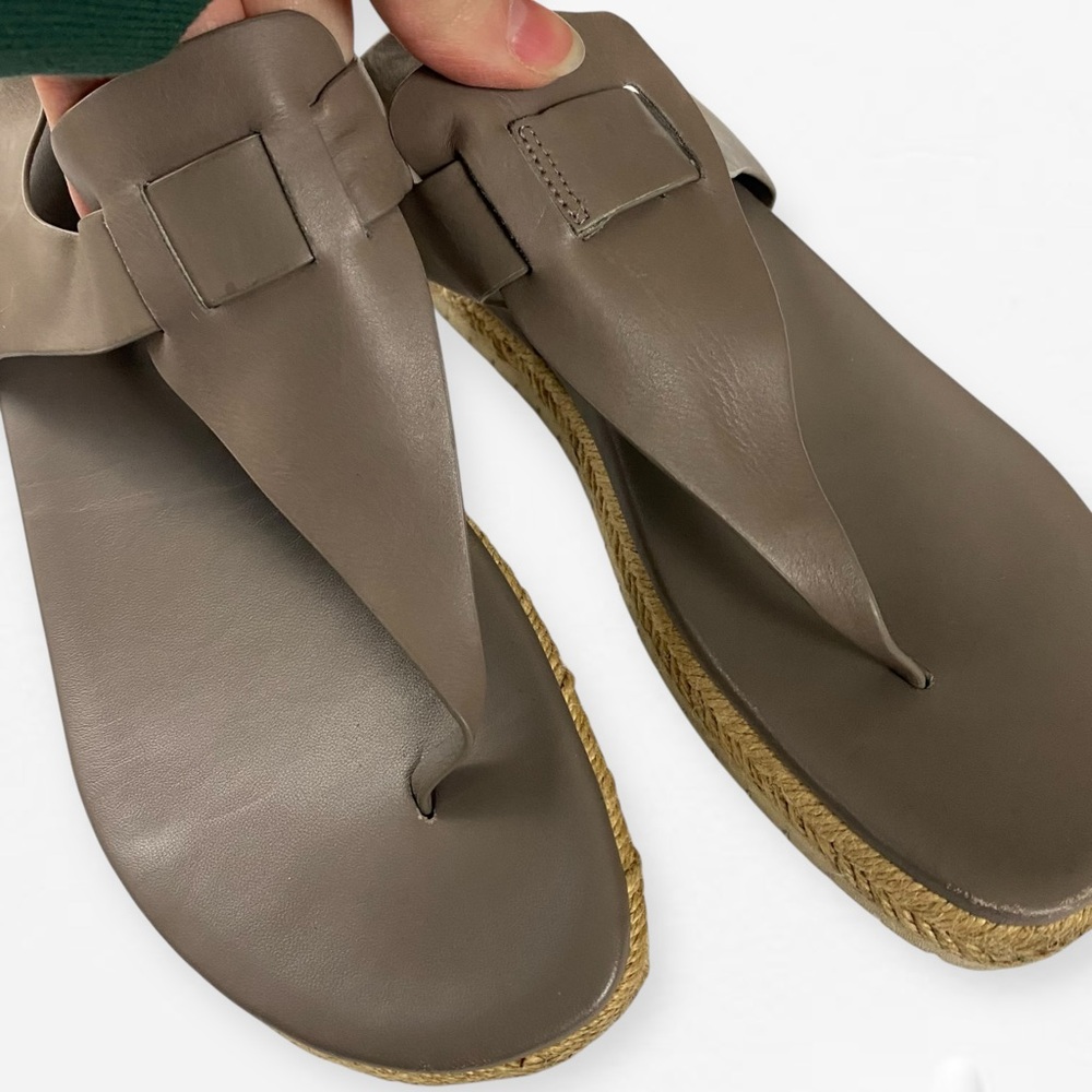 Vince Flint Leather Espadrille Thong Sandal, Women's Tan Beige Sandals 8.5M - Picture 7 of 10